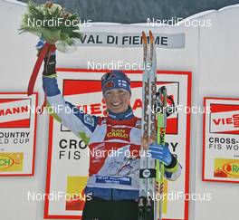 03.01.2009, Val di Fiemme, Italy (ITA): leader TdS Virpi Kuitunen (FIN), Rossignol, Rottefella, One Way  - FIS world cup cross-country, tour de ski, mass women, Val di Fiemme (ITA). www.nordicfocus.com. © Hemmersbach/NordicFocus. Every downloaded picture is fee-liable.