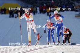 03.01.2009, Val di Fiemme, Italy (ITA): l-r: Sara Lindborg (SWE), Madshus, Rottefella, Craft, Larisa Kurkina (RUS), Fischer, Salomon, Swix, adidas  - FIS world cup cross-country, tour de ski, mass women, Val di Fiemme (ITA). www.nordicfocus.com. © Felgenhauer/NordicFocus. Every downloaded picture is fee-liable.