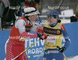 25.01.2009, Otepaeae, Estland (EST): l-r: Petra Majdic (SLO), Fischer, Rottefella, Alpina, One Way, Aino Kaisa Saarinen (FIN), Rossignol, Rottefella, One Way - FIS world cup cross-country, individual sprint, Otepaeae (EST). www.nordicfocus.com. © Furtner/NordicFocus. Every downloaded picture is fee-liable.