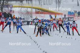 30.01.2009, Rybisnk, Russia (RUS): group, l-r Tord Asle Gjerdalen (NOR), Atomic, Salomon, One Way, Swix, Vincent Vittoz (FRA), Rossignol, Rottefella, One Way, Odlo, Nikolay Khokhryakov (RUS), Madshus, Tobias Angerer (GER), Rossignol, Rottefella, One Way, adidas, Axel Teichmann (GER), Madshus, Rottefella, Swix, adidas, Toko, Sergei Dolidovich (BLR), Fischer, Rottefella, Komperdell  - FIS world cup cross-country, mass men, Rybinsk (RUS). www.nordicfocus.com. © Hemmersbach/NordicFocus. Every downloaded picture is fee-liable.