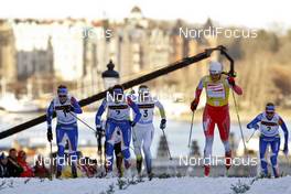 18.03.2009, Stockholm, Sweden (SWE): l-r:  Pirjo Muranen (FIN), Fischer, Exel, Sportful, Aino Kaisa Saarinen (FIN), Rossignol, Rottefella, One Way, Anna Olsson (SWE), Swix, Craft, Fischer, Petra Majdic (SLO), Fischer, Rottefella, Alpina, One Way, Virpi Kuitunen (FIN), Rossignol, Rottefella, One Way  - FIS world cup cross-country, individual sprint, Stockholm (SWE). www.nordicfocus.com. © Felgenhauer/NordicFocus. Every downloaded picture is fee-liable.