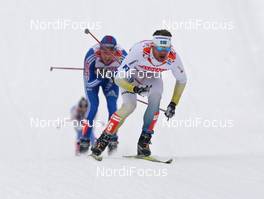 22.02.2009, Liberec, Czech Republic (CZE): Anders Soedergren (SWE), Fischer, Salomon, Craft, behind Alexander Legkov (RUS), Madshus, Rottefella, Swix, adidas, topshot - FIS nordic world ski championships, cross-country, pursuit men, Liberec (CZE). www.nordicfocus.com. © Hemmersbach/NordicFocus. Every downloaded picture is fee-liable.