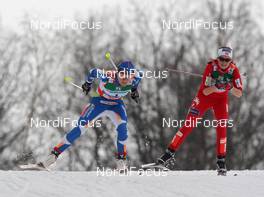 26.02.2009, Liberec, Czech Republic (CZE): group, l-r: Aino Kaisa Saarinen (FIN), Rossignol, Rottefella, One Way, Marthe Kristoffersen (NOR), Madshus, Rottefella, Swix, topshot - FIS nordic world ski championships, cross-country, 4x5km women, Liberec (CZE). www.nordicfocus.com. © Hemmersbach/NordicFocus. Every downloaded picture is fee-liable.