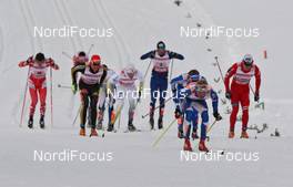 25.02.2009, Liberec, Czech Republic (CZE): group, in front Ville Nousiainen (FIN), Peltonen, Rottefella, Alpina, behind left Tobias Angerer (GER), Rossignol, Rottefella, One Way, adidas, behind right Johan Kjoelstad (NOR), Rossignol, Rottefella, Swix  - FIS nordic world ski championships, cross-country, team sprint, Liberec (CZE). www.nordicfocus.com. © Hemmersbach/NordicFocus. Every downloaded picture is fee-liable.