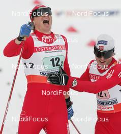 25.02.2009, Liberec, Czech Republic (CZE): Feature , Ola Vigen Hattestad (NOR), Fischer, Rottefella, Swix und Johan Kjoelstad (NOR), Rossignol, Rottefella, Swix  - FIS nordic world ski championships, cross-country, team sprint, Liberec (CZE). www.nordicfocus.com. © Domanski/NordicFocus. Every downloaded picture is fee-liable.