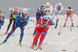 25.02.2009, Liberec, Czech Republic (CZE): group, in front Johan Kjoelstad (NOR), Rossignol, Rottefella, Swix, behind Jean Marc Gaillard (FRA), Fischer, Rottefella, Swix, Odlo, topshot - FIS nordic world ski championships, cross-country, team sprint, Liberec (CZE). www.nordicfocus.com. © Hemmersbach/NordicFocus. Every downloaded picture is fee-liable.