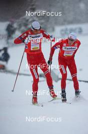 22.11.2009, Beitostoelen, Norway (NOR): Petter Northug (NOR), Fischer, Rottefella, Alpina, Ski Go, Swix , Ronny Andre Hafsaas (NOR), Madshus, Rottefella, Swix - FIS world cup cross country, 4x10km men, Beitostoelen (NOR). www.nordicfocus.com. © NordicFocus. Every downloaded picture is fee-liable.