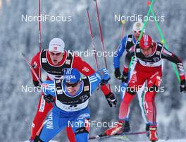 13.12.2009, Davos, Switzerland (SUI): group, in front Maxim Vylegzhanin (RUS), Fischer, Rottefella, Alpina, Swix, adidas, behind Anders Gloersen (NOR), Fischer, behind Eligius Tambornino (SUI), Madshus, Rottefella, Alpina, KV+, adidas  - FIS world cup cross-country, individual sprint, Davos (SUI). www.nordicfocus.com. © Hemmersbach/NordicFocus. Every downloaded picture is fee-liable.