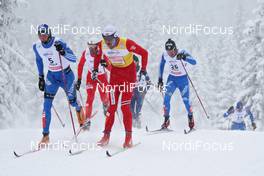 19.12.2009, Rogla, Slovenia (SLO): group, in front l-r: Nikita Kriukov (RUS), Rossignol, Rottefella, Swix, adidas and Petter Northug (NOR), Fischer, Rottefella, Alpina, Ski Go, Swix   - FIS world cup cross-country, individual sprint, Rogla (SLO). www.nordicfocus.com. © Hemmersbach/NordicFocus. Every downloaded picture is fee-liable.