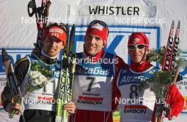 17.01.2009, Vancouver, Canada (CAN): podium, l-r Bjoern Kircheisen (GER), Fischer, Rottefella, Magnus Moan (NOR), Madshus, Rottefella, Bill Demong (USA), Atomic  - FIS world cup nordic combined, individual gundersen HS140/10km, Vancouver (CAN). www.nordicfocus.com. © Hemmersbach/NordicFocus. Every downloaded picture is fee-liable.