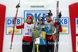 14.03.2009, Vikersund, Norway (NOR): l-r: Bill Demong (USA), Atomic, Anssi Koivuranta (FIN), Fischer, Rottefella, Magnus Moan (NOR), Madshus, Rottefella  - FIS world cup nordic combined, individual gundersen HS117/10km, Vikersund (NOR). www.nordicfocus.com. © Felgenhauer/NordicFocus. Every downloaded picture is fee-liable.