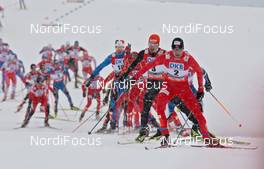 19.02.2009, Liberec, Czech Republic (CZE): group, in front Magnus Moan (NOR), Madshus, Rottefella, behind Bjoern Kircheisen (GER), Fischer, Rottefella  - FIS nordic world ski championships, nordic combined, mass HS100/10km, Liberec (CZE). www.nordicfocus.com. © Hemmersbach/NordicFocus. Every downloaded picture is fee-liable.
