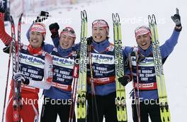 26.02.2009, Liberec, Czech Republic (CZE): Team JAP l-r: Norihito Kobayashi (JPN), Madshus, Rottefella, Taihei Kato (JPN), Fischer, Yusuke Minato (JPN), Fischer, Rottefella, Akito Watabe (JPN), Fischer, Rottefella - FIS nordic world ski championships, nordic combined, team HS134/4x5km, Liberec (CZE). www.nordicfocus.com. © Furtner/NordicFocus. Every downloaded picture is fee-liable.