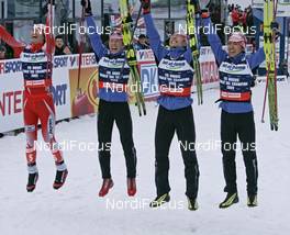 26.02.2009, Liberec, Czech Republic (CZE): Winner team JAP l-r: Norihito Kobayashi (JPN), Madshus, Rottefella, Taihei Kato (JPN), Fischer, Yusuke Minato (JPN), Fischer, Rottefella, Akito Watabe (JPN), Fischer, Rottefella - FIS nordic world ski championships, nordic combined, team HS134/4x5km, Liberec (CZE). www.nordicfocus.com. © Furtner/NordicFocus. Every downloaded picture is fee-liable.