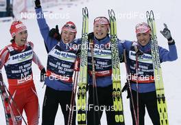 26.02.2009, Liberec, Czech Republic (CZE): winner team JAP l-r: Norihito Kobayashi (JPN), Madshus, Rottefella, Taihei Kato (JPN), Fischer, Yusuke Minato (JPN), Fischer, Rottefella, Akito Watabe (JPN), Fischer, Rottefella - FIS nordic world ski championships, nordic combined, team HS134/4x5km, Liberec (CZE). www.nordicfocus.com. © Furtner/NordicFocus. Every downloaded picture is fee-liable.