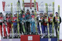 15.02.2009, Oberstdorf, Germany (GER): l-r: team RUS, team FIN, team AUT - FIS world cup ski jumping, team HS213, Oberstdorf (GER). www.nordicfocus.com. © Furtner/NordicFocus. Every downloaded picture is fee-liable.