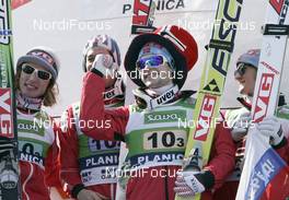 21.03.2009, Planica, Slovenia (SLO): Team Norway l-r: Johan Remen Evensen (NOR), Elan, Anders Bardal (NOR), Atomic, Anders Jacobsen (NOR), Fischer, Tom Hilde (NOR). Atomic - FIS world cup ski jumping, team HS215, Planica (SLO). www.nordicfocus.com. © Furtner/NordicFocus. Every downloaded picture is fee-liable.