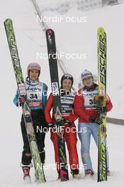 20.02.2009, Liberec, Czech Republic (CZE): l-r: Ulrike Graessler (GER), Elan, Lindsey Van (USA), Anette Sagen (NOR) - FIS nordic world ski championships, ski jumping, individual HS100 women, Liberec (CZE). www.nordicfocus.com. © Furtner/NordicFocus. Every downloaded picture is fee-liable.