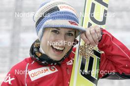 20.02.2009, Liberec, Czech Republic (CZE): Anette Sagen (NOR), bronze medal - FIS nordic world ski championships, ski jumping women, medals, Liberec (CZE). www.nordicfocus.com. © Furtner/NordicFocus. Every downloaded picture is fee-liable.