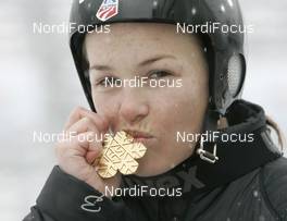 20.02.2009, Liberec, Czech Republic (CZE): Lindsey Van (USA) gold medal- FIS nordic world ski championships, ski jumping women, medals, Liberec (CZE). www.nordicfocus.com. © Furtner/NordicFocus. Every downloaded picture is fee-liable.