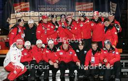 28.02.2009, Liberec, Czech Republic (CZE): OeSV Jumping team Gregor Schlierenzauer (AUT), Martin Koch (AUT), Wolfgang Loitzl (AUT), Thomas Morgenstern (AUT), - FIS nordic world ski championships, ski jumping, medals, Liberec (CZE). www.nordicfocus.com. © Furtner/NordicFocus. Every downloaded picture is fee-liable.