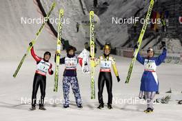 28.02.2009, Liberec, Czech Republic (CZE): team Japan l-r: Takanobu Okabe (JPN), Fischer, Shohhei Tochimoto (JPN), Fischer, Noiraki Kasai (JPN), Fischer, Daiki Ito (JPN), Fischer - FIS nordic world ski championships, ski jumping, team HS134, Liberec (CZE). www.nordicfocus.com. © Furtner/NordicFocus. Every downloaded picture is fee-liable.