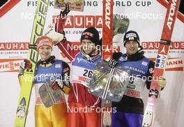 28.11.2009, Kuusamo, Finland (FIN): l-r: Pascal Bodmer (GER), Fischer,  Bjoern Einar Romoeren (NOR), Atomic , Wolfgang Loitzl (AUT), Atomic  - FIS world cup ski jumping, individual HS142, Kuusamo (FIN). www.nordicfocus.com. © NordicFocus. Every downloaded picture is fee-liable.