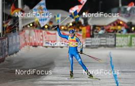 16.01.2010, Ruhpolding, Germany (GER): Helena Jonsson (SWE), Fischer, Rottefella, Leki, adidas, arriving first - IBU world cup biathlon, mass women, Ruhpolding (GER). www.nordicfocus.com. © Felgenhauer/NordicFocus. Every downloaded picture is fee-liable.