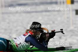 22.01.2010, Antholz, Italy (ITA): Haley Johnson (USA), Rossignol, Rottefella, Exel, adidas - IBU world cup biathlon, sprint women, Antholz (ITA). www.nordicfocus.com. © Manzoni/NordicFocus. Every downloaded picture is fee-liable.