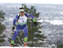 20.03.2010, Holmenkollen, Norway (NOR): Janez Maric (SLO), Fischer, Rottefella, Alpina, One Way  - IBU world cup biathlon, pursuit men, Holmenkollen (NOR). www.nordicfocus.com. © Manzoni/NordicFocus. Every downloaded picture is fee-liable.