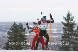 20.03.2010, Holmenkollen, Norway (NOR): Michael Greis (GER), Madshus, Rottefella, Exel, adidas and Simon Eder (AUT), Fischer, Rottefella, Swix - IBU world cup biathlon, pursuit men, Holmenkollen (NOR). www.nordicfocus.com. © Manzoni/NordicFocus. Every downloaded picture is fee-liable.