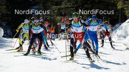 21.02.2010, Whistler, Canada (CAN): l-r: Pavol Hurajt (SVK), Fischer, One Way, Alpina, Simon Fourcade (FRA), Rossignol, Rottefella, Odlo, Simon Eder (AUT), Fischer, Rottefella, Bjoern Ferry (SWE), Fischer, Rottefella, Leki, adidas  - Olympic Winter Games Vancouver 2010, biathlon, mass men, Whistler (CAN). www.nordicfocus.com. © NordicFocus. Every downloaded picture is fee-liable.