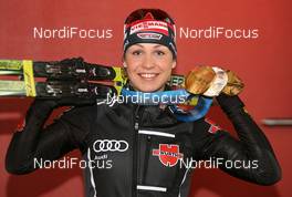 19.03.2010, Whistler, Canada (CAN): Magdalena Neuner (GER), Fischer, Rottefella, Exel, adidas - Olympic Winter Games Vancouver 2010, biathlon, medals, Whistler (CAN). www.nordicfocus.com. © NordicFocus. Every downloaded picture is fee-liable.