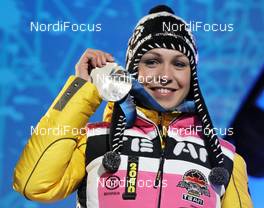 13.02.2010, Whistler, Canada (CAN):Magdalena Neuner (GER), Fischer, Rottefella, Exel, adidas - Olympic Winter Games Vancouver 2010, biathlon, medals, Whistler (CAN). www.nordicfocus.com. © NordicFocus. Every downloaded picture is fee-liable.