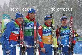 26.02.2010, Whistler, Canada (CAN): (l-r) Ivan Tcherezov (RUS), Madshus, Rottefella, Swix, adidas, Anton Shipulin (RUS), Madshus, Rottefella, adidas, Ivan Tcherezov (RUS), Madshus, Rottefella, Swix, adidas, Evgeny Ustyugov (RUS), Madshus, Rottefella, Swix, adidas - Olympic Winter Games Vancouver 2010, biathlon, relay men, Whistler (CAN). www.nordicfocus.com. © NordicFocus. Every downloaded picture is fee-liable.
