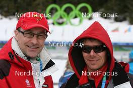14.02.2010, Whistler, Canada (CAN): Canadian Team Staff with John Dunn (CAN), sports physcoligist and  Jean Paquet (CAN), head coach men Canada - Olympic Winter Games Vancouver 2010, biathlon, sprint men, Whistler (CAN). www.nordicfocus.com. © NordicFocus. Every downloaded picture is fee-liable.