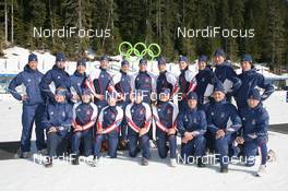 20.02.2010, Whistler, Canada (CAN): Team USA: with, Andreas Emslaender (GER), Boyfriend of Kati Wilhelm (GER) and service technician Team USA, Armin Auchentaller (ITA), mens coach team USA, Lowell Bailey (USA), Rossignol, Rottefella, One Way, Tim Burke (USA), Rossignol, Rottefella, Swix, adidas, Jeremy Teela (USA), Madshus, Rottefella, Alpina, Exel, adidas, Jay Hakkinen (USA), Rossignol, Rottefella, Swix, adidas, Wynn Roberts (USA), Madshus, Rottefella, Exel , Per Nilsson (SWE), headcoach Team USA Haley Johnson (USA), Rossignol, Rottefella, Exel, adidas, Laura Spector (USA), Madshus, Rottefella, Exel, adidas, Lanny Barnes (USA), Atomic, Exel, adidas, Sara Studebaker (USA), Rossignol, Rottefella, Exel, adidas , Bernd Eisenbichler (GER), High performance director US Biathlon - Olympic Winter Games Vancouver 2010, biathlon, training, Whistler (CAN). www.nordicfocus.com. © NordicFocus. Every downloaded picture is fee-liable.