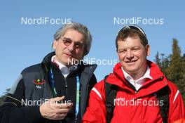 20.02.2010, Whistler, Canada (CAN): Klaus Leistner (AUT), IBU vice president responsible for finance and Reinhard Goesweiner (AUT), Coach Team Austria  - Olympic Winter Games Vancouver 2010, biathlon, training, Whistler (CAN). www.nordicfocus.com. © NordicFocus. Every downloaded picture is fee-liable.