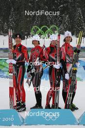 26.02.2010, Whistler, Canada (CAN): (l-r) Zina Kocher (CAN), Atomic, Leki, Odlo, Megan Imrie (CAN), Salomon, Leki, Megan Tandy (CAN), Madshus, Rottefella, Leki, Rosanna Crawford (CAN), Salomon, Leki - Olympic Winter Games Vancouver 2010, biathlon, training, Whistler (CAN). www.nordicfocus.com. © NordicFocus. Every downloaded picture is fee-liable.