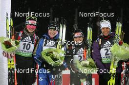 03.12.2010, Oestersund, Sweden (SWE): (L-R): Tina Bachmann (GER), Fischer, Rottefella, Swix, adidas , he, Andrea Henkel (GER), Fischer, Rottefella, Exel, adidas, Toko, Teja Gregorin (SLO), Fischer, Rottefella, Alpina, Leki - IBU world cup biathlon, sprint women, Oestersund (SWE). www.nordicfocus.com. © Manzoni/NordicFocus. Every downloaded picture is fee-liable.