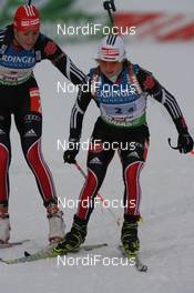 11.12.2010, Hochfilzen, Austria (AUT): Sabrina Buchholz (GER), Rossignol, Rottefella, Leki, adidas, Andrea Henkel (GER), Fischer, Rottefella, Exel, adidas, Toko, - IBU world cup biathlon, relay women, Hochfilzen (AUT). www.nordicfocus.com. © Manzoni/NordicFocus. Every downloaded picture is fee-liable.