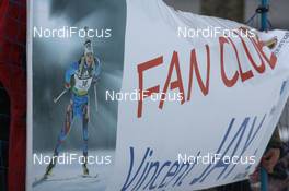 10.12.2010, Hochfilzen, Austria (AUT): Biathlon Feature: fans of Vincent Jay (FRA), Fischer, Rottefella, OneWay - IBU world cup biathlon, sprint men, Hochfilzen (AUT). www.nordicfocus.com. © Manzoni/NordicFocus. Every downloaded picture is fee-liable.