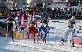 17.01.2010, Otepaeae, Estland (EST): group, l-r: Daria Gaiazova (CAN), Karianne Bjellaanes (NOR), Aino Kaisa Saarinen (FIN), Rossignol, Rottefella, One Way, Hanna Falk (SWE), Atomic, Swix, Craft  - FIS world cup cross-country, individual sprint, Otepaeae (EST). www.nordicfocus.com. © Hemmersbach/NordicFocus. Every downloaded picture is fee-liable.