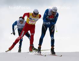 13.03.2010, Holmenkollen, Norway (NOR): group, in front Vincent Vittoz (FRA), Rossignol, Rottefella, One Way, Odlo, behind Petter Northug (NOR), Fischer, Rottefella, Alpina, Ski Go, Swix    - FIS world cup cross-country, 50km men, Holmenkollen (NOR). www.nordicfocus.com. © Hemmersbach/NordicFocus. Every downloaded picture is fee-liable.