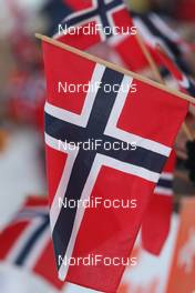 14.03.2010, Holmenkollen, Norway (NOR): feature, norwegian flags - FIS world cup cross-country, individual sprint, Holmenkollen (NOR). www.nordicfocus.com. © Hemmersbach/NordicFocus. Every downloaded picture is fee-liable.