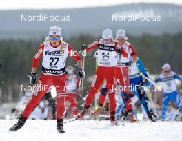 20.03.2010, Falun, Sweden (SWE): Therese Johaug (NOR), Fischer, Salomon, Swix, leading the pack - FIS world cup cross-country, pursuit women, Falun (SWE). www.nordicfocus.com. © Felgenhauer/NordicFocus. Every downloaded picture is fee-liable.