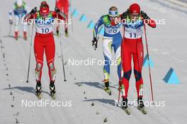 17.02.2010, Whistler, Canada (CAN): (L-R), Kikkan Randall (USA), Fischer, Salomon, Kirsi Peraelae (FIN), Fischer, Rottefella, Astrid Jacobsen (NOR), Fischer, Rottefella, Swix  - Olympic Winter Games Vancouver 2010, cross-country, individual sprint, Whistler (CAN). www.nordicfocus.com. © NordicFocus. Every downloaded picture is fee-liable.