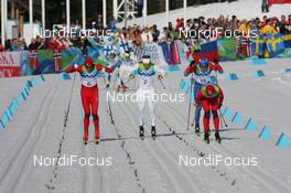 17.02.2010, Whistler, Canada (CAN): (L-R) Petter Northug (NOR), Fischer, Rottefella, Alpina, Ski Go, Swix , Emil Joensson (SWE), Fischer, Salomon, Craft, Mickail Jun. Devjatiarov (RUS), Fischer, Salomon, Swix, adidas, Ola Vigen Hattestad (NOR), Fischer, Rottefella, Swix - Olympic Winter Games Vancouver 2010, cross-country, individual sprint, Whistler (CAN). www.nordicfocus.com. © NordicFocus. Every downloaded picture is fee-liable.