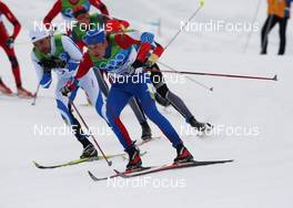 28.02.2010, Whistler, Canada (CAN): group, l-r: Andrus Veerpalu (EST), Fischer, Salomon, Swix, Alexander Legkov (RUS), Madshus, Rottefella, Swix, adidas  - Olympic Winter Games Vancouver 2010, cross-country, mass men, Whistler (CAN). www.nordicfocus.com. © NordicFocus. Every downloaded picture is fee-liable.