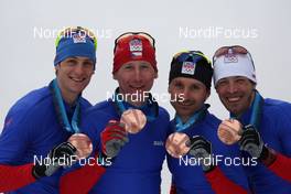 25.02.2010, Whistler, Canada (CAN): group, medal, l-r: Martin Jaks (CZE), Atomic, Swix, Lukas Bauer (CZE), Fischer, Rottefella, Alpina, Swix, Toko, Jiri Magal (CZE), Fischer, Salomon, Martin Koukal (CZE), Atomic, One Way  - Olympic Winter Games Vancouver 2010, cross-country, medals, Whistler (CAN). www.nordicfocus.com. © NordicFocus. Every downloaded picture is fee-liable.